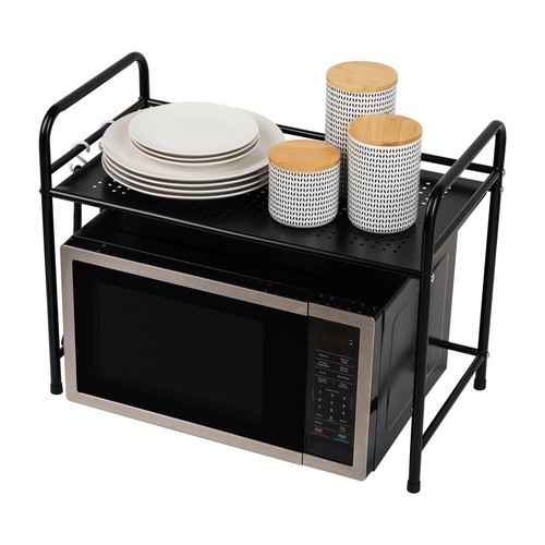 Kitchen Storage, Microwave Stand, Shelf Organizer, Rack Shelf, Metal, Black - Picture 5 of 6