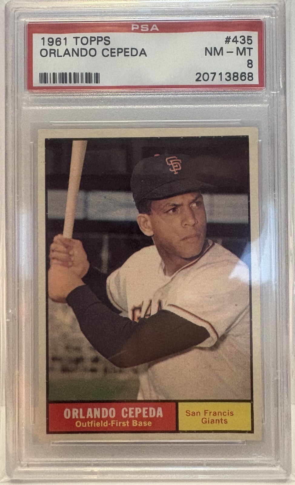 1961 Topps Baseball #435 Orlando Cepeda PSA 8