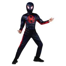 Marvel Miles Morales Boys 2-PC Padded Jumpsuit  Mask Halloween Costume: 4-7