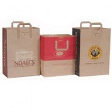 Gray Brothers Bag Flat Bottom Paper Handle Down Bag Kraft, 70 lb. | 300/Pack