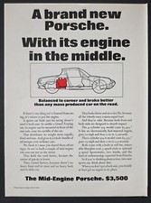 1969 2-PAGE PRINT AD Porsche 914 "The Mid-Engine Porsche. $3500."