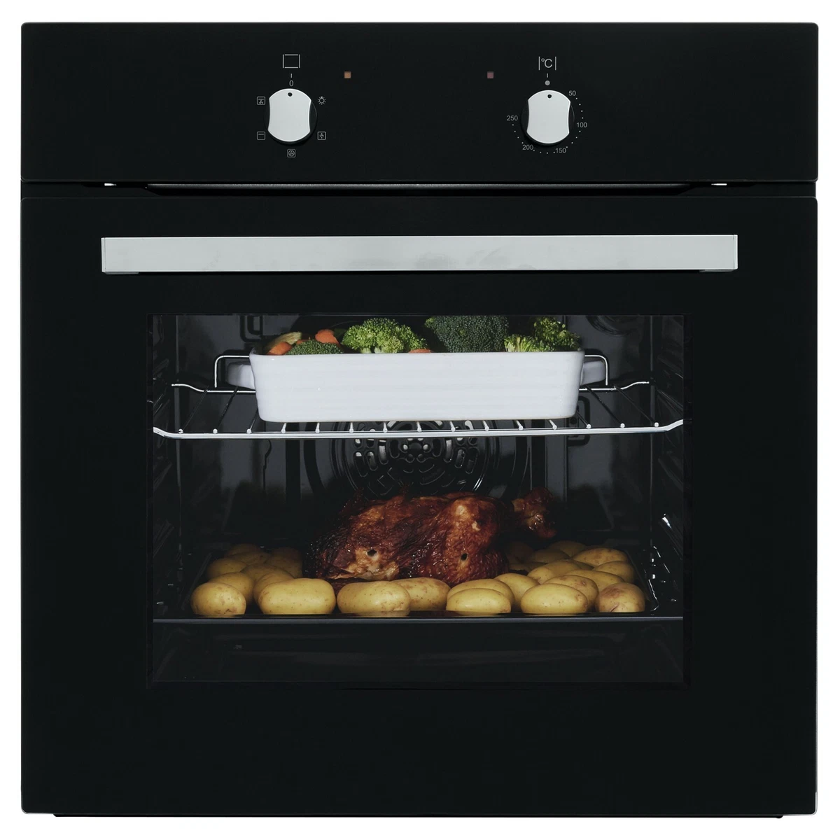 Cookology SFO60BK 1A 60cm Built In Electric Fan Oven Integrated Oven Grill