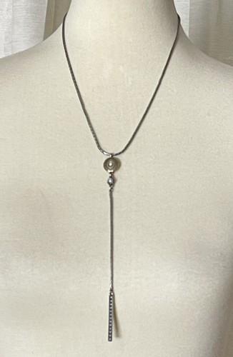 Lucky Brand 2 Tone Silver & Gold Lariat w/ Pearls Drop Necklace - Picture 4 of 9