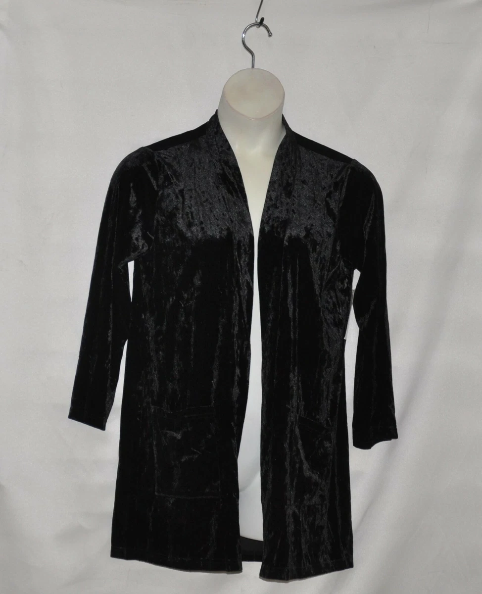 Belle by Kim Gravel Crushed Velvet Cardigan Size 1X Black