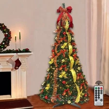 6ft Pop up Christmas Tree Prelit Pull up Christmas Tree with Lights Party Decor