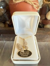 Adjustable Swarovski Crystal Elements Butterfly Necklace with Leather Gift Box