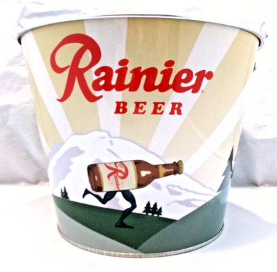 Rainier Beer MFR Running Rainiers Ice Bucket Galvanized Steel NOS