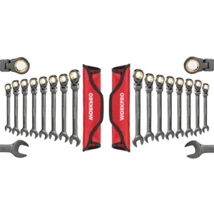 WORKPRO 8-piece Ensemble de clés à cliquet combiné tête-flex Metric/SAE