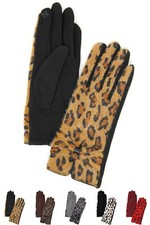 Jinscloset Winter Warm Cozy Trendy Leopard Print Furry Smart Touch Gloves