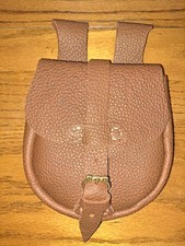 Leather Belt Pouch With Brass Buckle Medieval Renessance Fair Larp