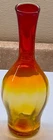 ART GLASS  MCM Blenko 10" Swung Glass Vase Amberina Glass Red Yellow Orange Glow