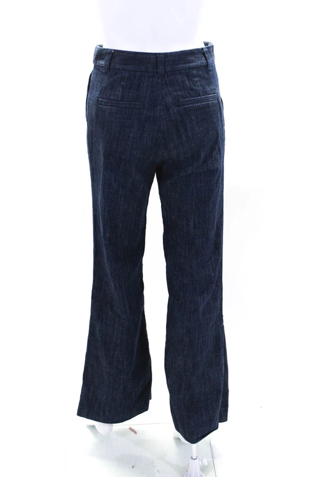 Pantalones Joie para mujer de algodón con cuatro bolsillos costura frontal tiro alto bootcut azul talla 4 Foto 3 de 4