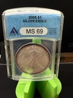 2005 ANACS MS69 American Eagle Silver Dollar $1 - .999  TONER #2247