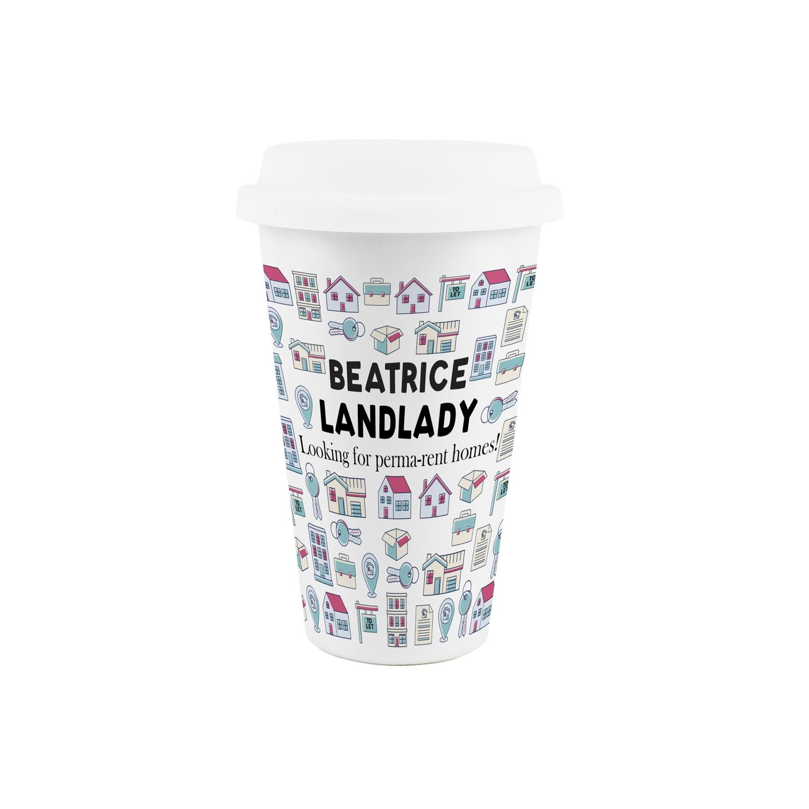 Customisable Landlady Ceramic Travel Mug - Novelty Gifts for Landladies