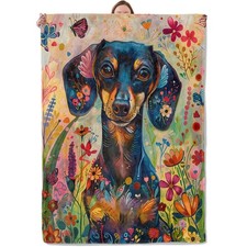 Floral Dachshund Blanket Cute Dachshund Dog Flannel Blanket Gifts for Women S...
