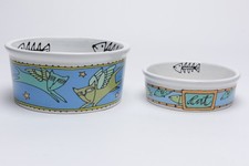 Ursula Dodge Cat Food & Water Bowls, Stoneware Decor Set