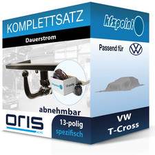 ORIS Anhängekupplung abnehmbar und TOWTEC E-Satz 13polig für VW T-Cross 23- AHK