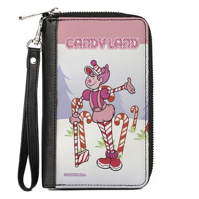 PU Zip Around Wallet Rectangle CANDY LAND Mr. Mint Peppermint Forest Pose Multi