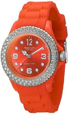 MADISON Juicy Glamour Orange mit Swarovski Elements Damenuhr Uhr Orange