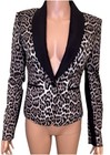 BCBGMAXAZRIA Leopard Print Shawl Lapel Blazer Black Beige XS Regular Lined — photo 1
