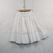 VTG Lace Insert Circle Midi Skirt Women S White Smocked Cottagecore Coquette 90s