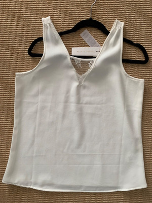 Cooper & Ella Ivory Designer Tank, Lace Yoke, Polyester/Spandex Size M