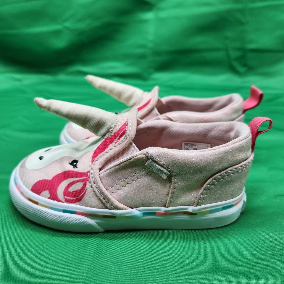 Vans Asher Unicornio Rosa Sin Cordones Niñas Niño Pequeño Talla 7 Mocasín Ajustar Sin Corbata Zapatos Foto 4 de 4