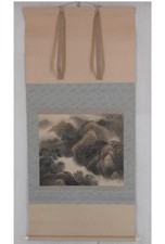 Japanese Hanging Scroll Art Painting "Sansui Landscape" Shuson Kono Kakejiku