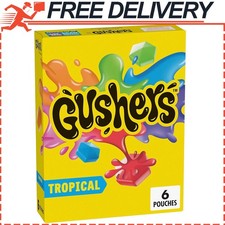 Gushers Fruit Flavored Snacks, Tropical Fruit Flavor, Kosher, 6 Pouches, 4.8 oz