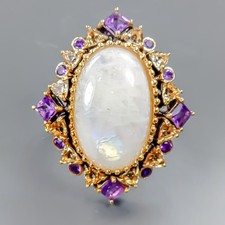 Jewellery 34ct Natural Moonstone Ring 925 Sterling Silver Size 8 /R431018