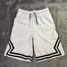 Jordan Basketball Shorts Boys XL White Mesh Chevron Elastic Waist Drawstring