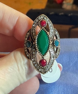 Arabic Style Turkish Rhinestone Ring Size 10 Ring Fit for a Princess
