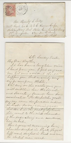 1865 Letter & Cover - to Manly Leiby, 114th. O.V.I. - Lincoln & Seward Attacked
