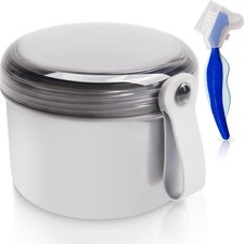 Denture Case with Denture Brush, No Leak Denture Bath Box, Denture Travel Cas...