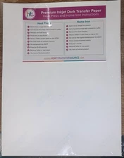 Heat Transfer Source Pack of 15 Premium Inkjet Dark Transfer Paper 8.5"x 11" NEW