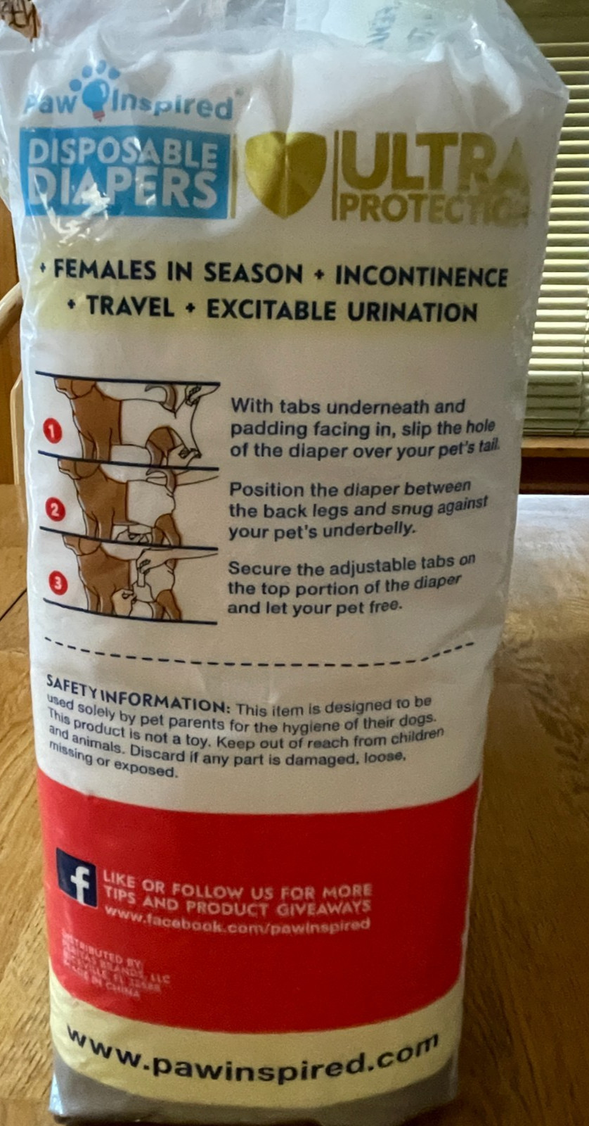 Paw Inspired 27/32ct Disposable Dog Diapers Medium Waist 16"-21" (Open Package)