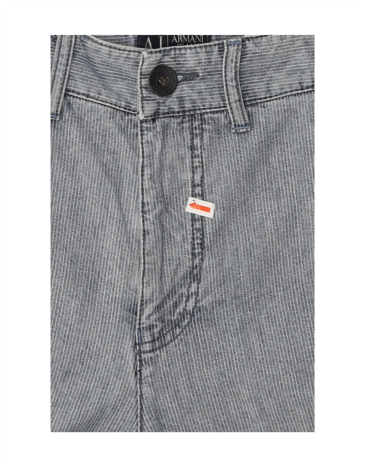 ARMANI Mens Casual Shorts EU 44 XS W28  Blue Pinstripe Cotton AU01 - Image 3 of 4