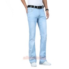 Men Slim Bell Bottom Jeans Stretch Flared Denim Pants Retro 60s 70s Trousers