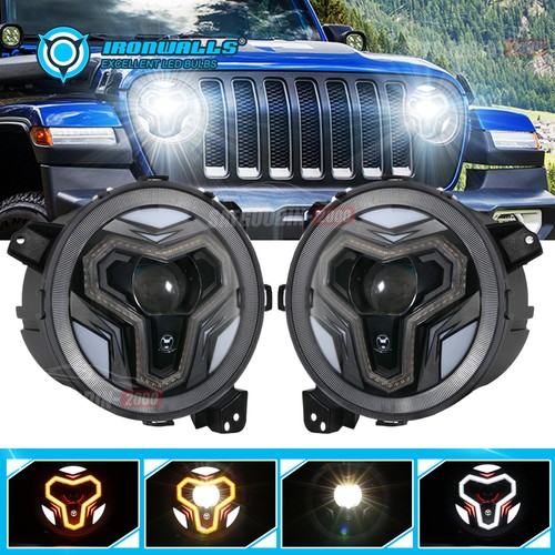 9Inch Headlights Integrated DRL Turn Signal Light For Jeep Wrangler JL 2018 2019