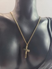 Gold Tone Cross Pendant Necklace Christian Religious Faith Jewelry