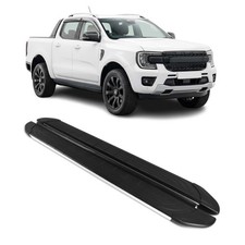 Seitenschweller Trittbretter für Ford Ranger Double Cab 2022-2024 Silber Alu 2x