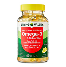 Spring Valley Fish Oil 1000mg Omega-3- 60 Softgels Heart Support