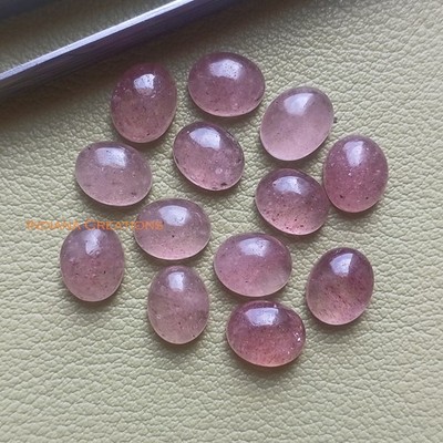 Pink Strawberry Quartz Oval Cabochon 5x7mm To 20x25mm Natural Loose Gemstone