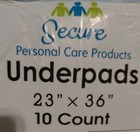 Secure Personal Care Underpads 23" X 36" Lot Of 20 PACKS =200 Pads Sealed — photo 3
