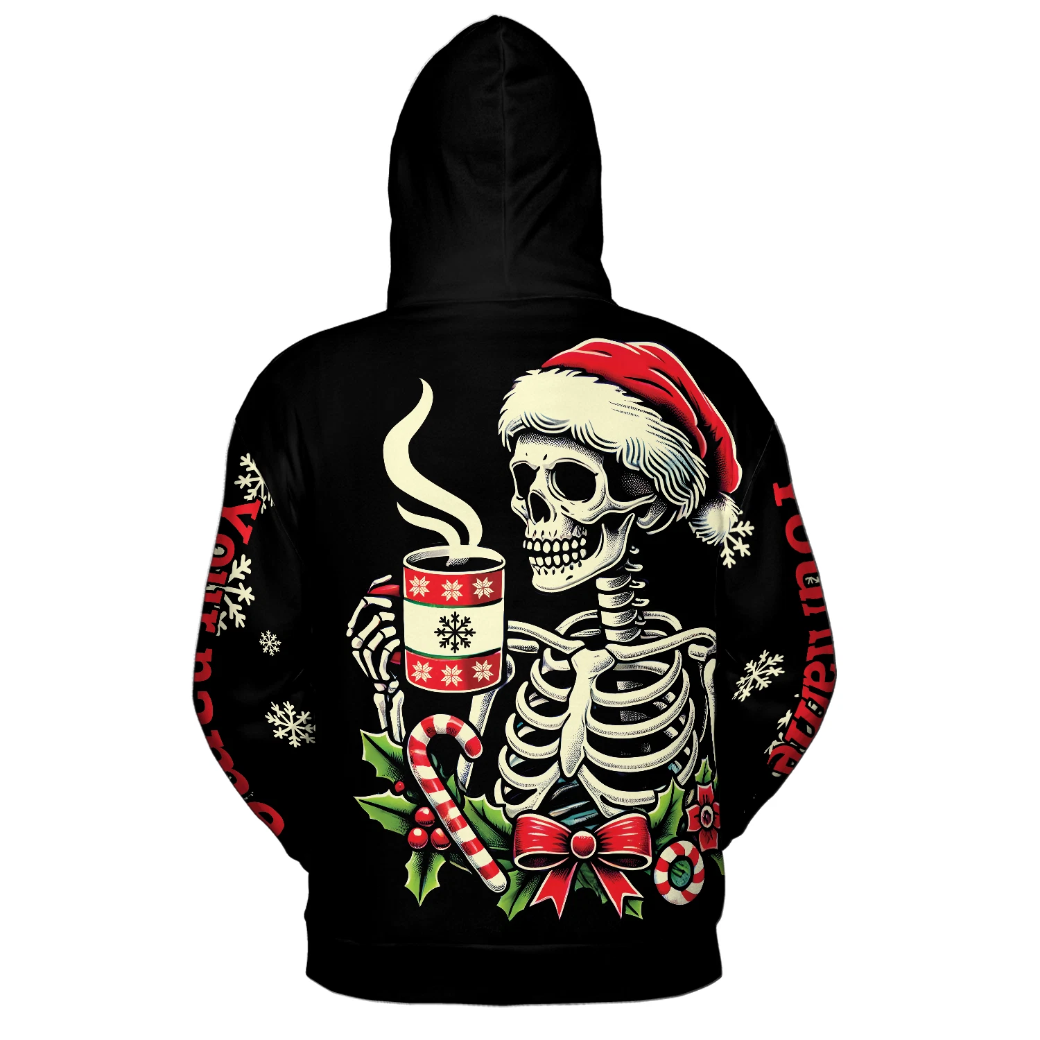 Custom Skeleton Coffee Hoodie 3D Print Dead Inside Quote Christmas Pullover