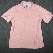 Criquet Performance Polo Shirt Mens Large Red AOP Dice Print Golf Lightweight