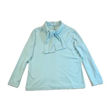 Vintage Light Blue Jeunique Fashions Tie Neck Blouse - Size 16