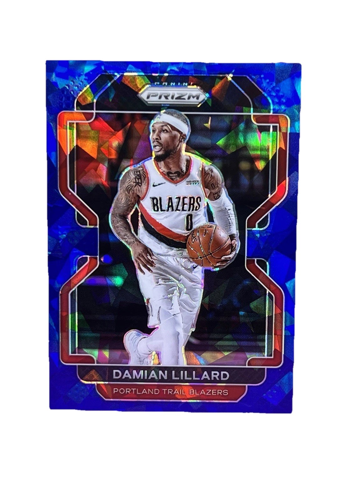 2021-22 Panini Prizm Damian Lillard Blue Cracked Ice /125