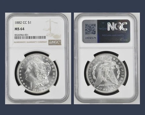 1882 CC MORGAN DOLLAR NGC MS64 CARSON CITY SUPERB LUSTER!