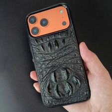 Handmade Genuine Crocodile Leather Case for iPhone 17 Pro Max Air Military Cover